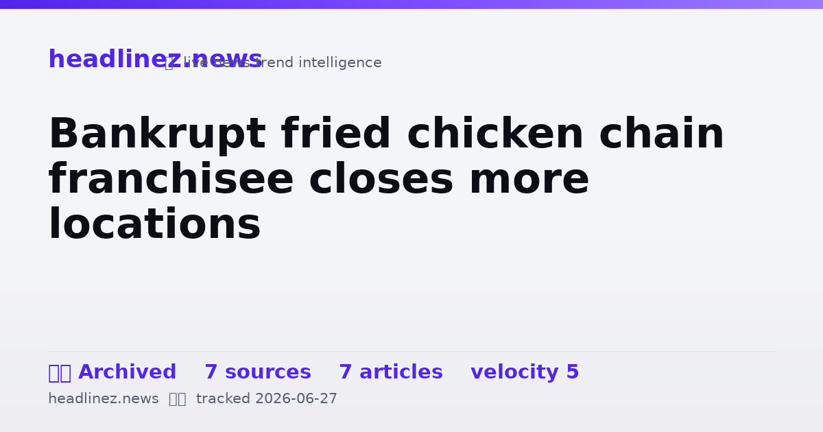 Visual summary for Bankrupt fried chicken chain franchisee closes more locations