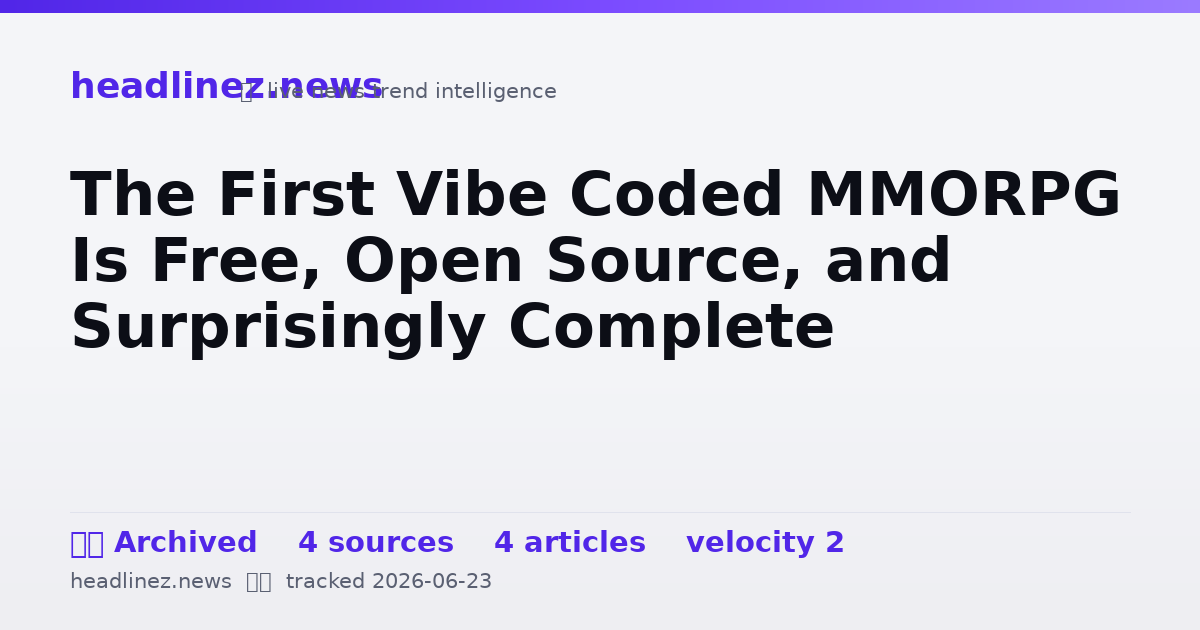 Visual summary for The First Vibe Coded MMORPG Is Free, Open Source, and Surprisingly Complete