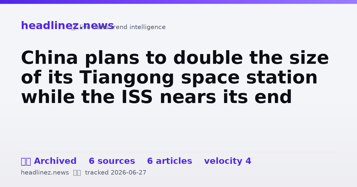 Visual summary for China plans to double the size of its Tiangong space station while the ISS nears its end