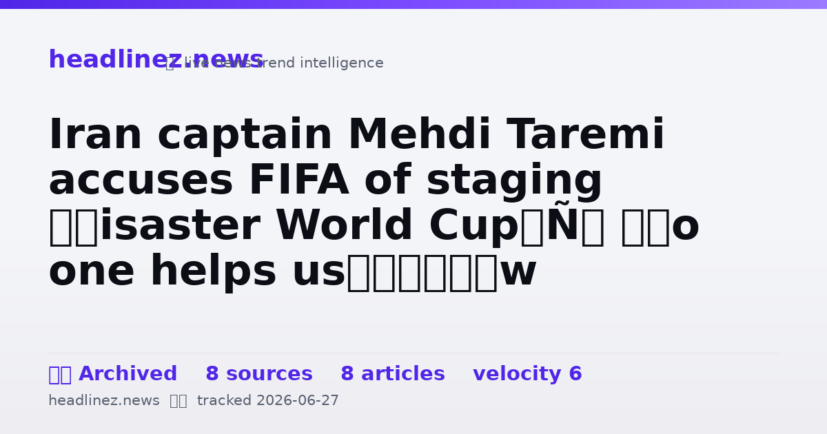 Visual summary for Iran captain Mehdi Taremi accuses FIFA of staging ‘disaster World Cup’: ‘No one helps us’