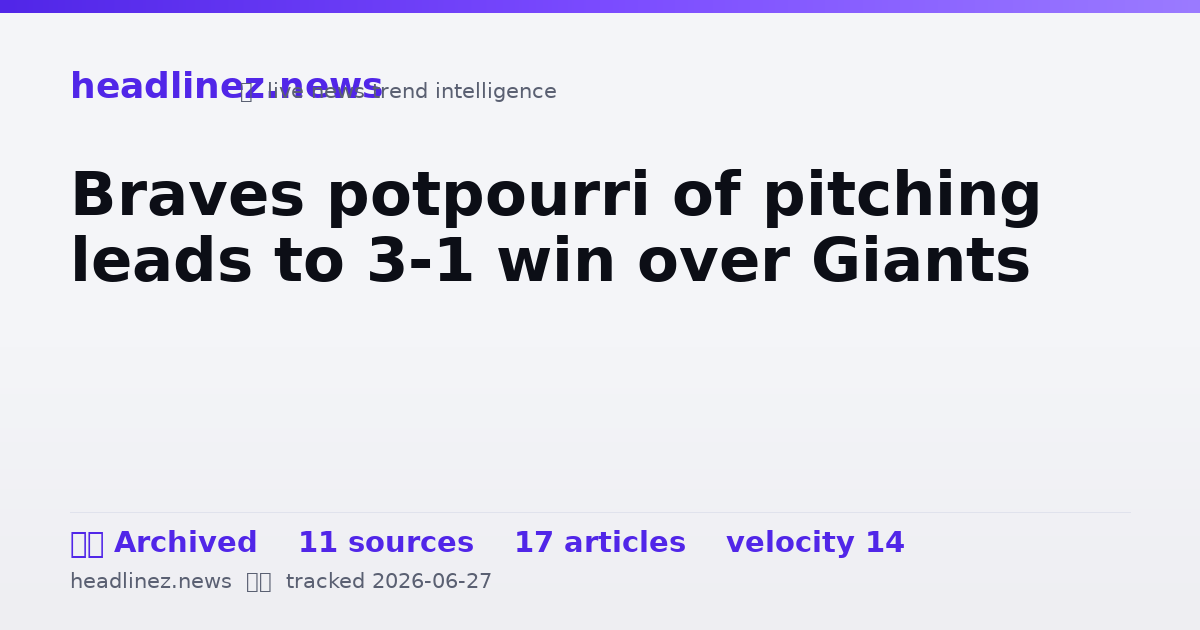Visual summary for Braves potpourri of pitching leads to 3-1 win over Giants