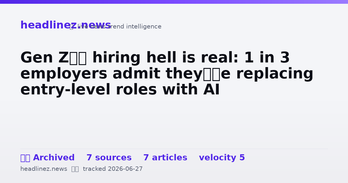 Visual summary for Gen Z’s hiring hell is real: 1 in 3 employers admit they’re replacing entry-level roles with AI