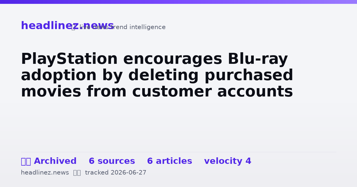 Visual summary for PlayStation encourages Blu-ray adoption by deleting purchased movies from customer accounts