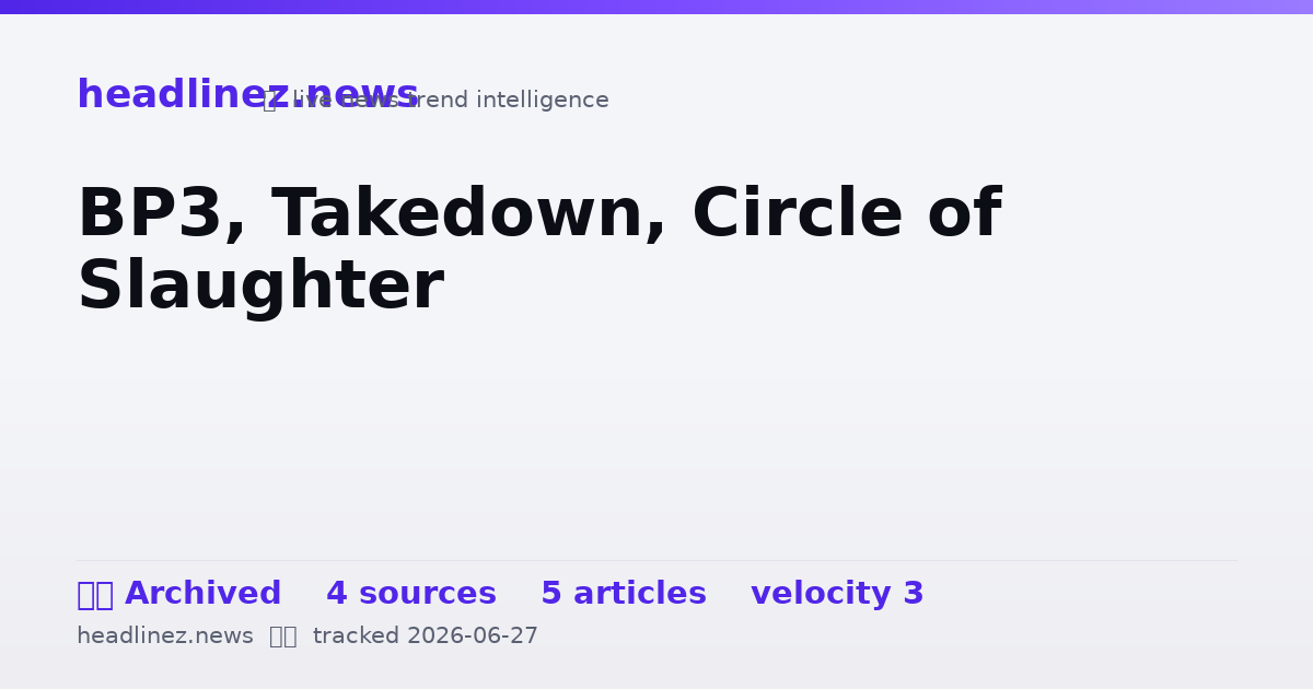 Visual summary for BP3, Takedown, Circle of Slaughter