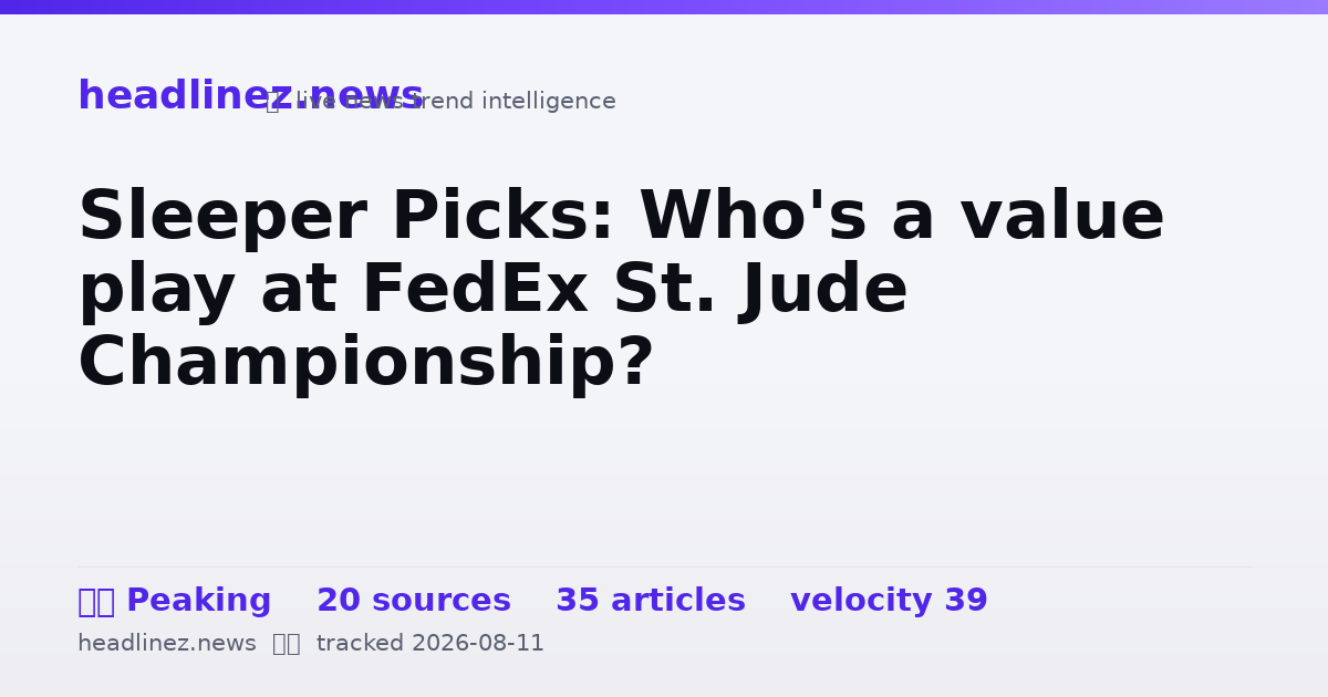 Visual summary for Sleeper Picks: Who's a value play at FedEx St. Jude Championship?