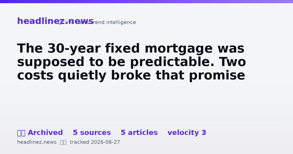 Visual summary for The 30-year fixed mortgage was supposed to be predictable. Two costs quietly broke that promise