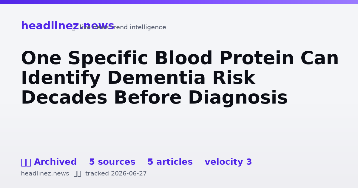 Visual summary for One Specific Blood Protein Can Identify Dementia Risk Decades Before Diagnosis