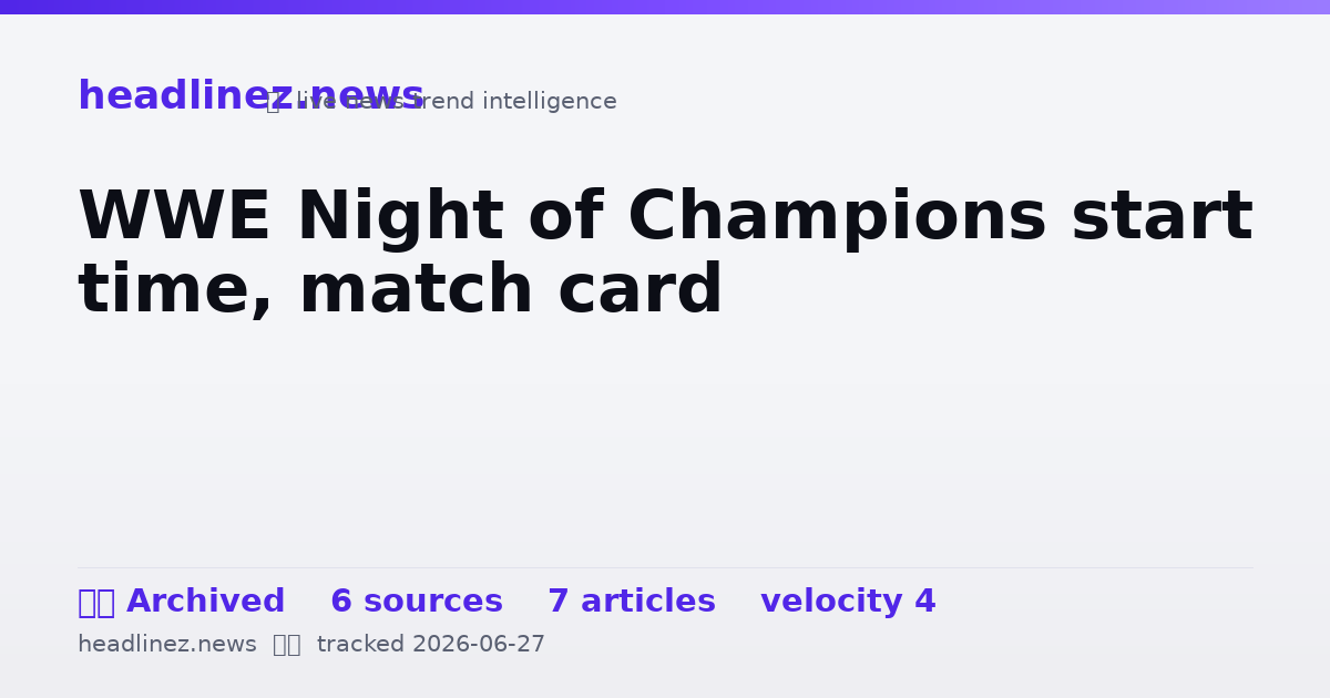 Visual summary for WWE Night of Champions start time, match card