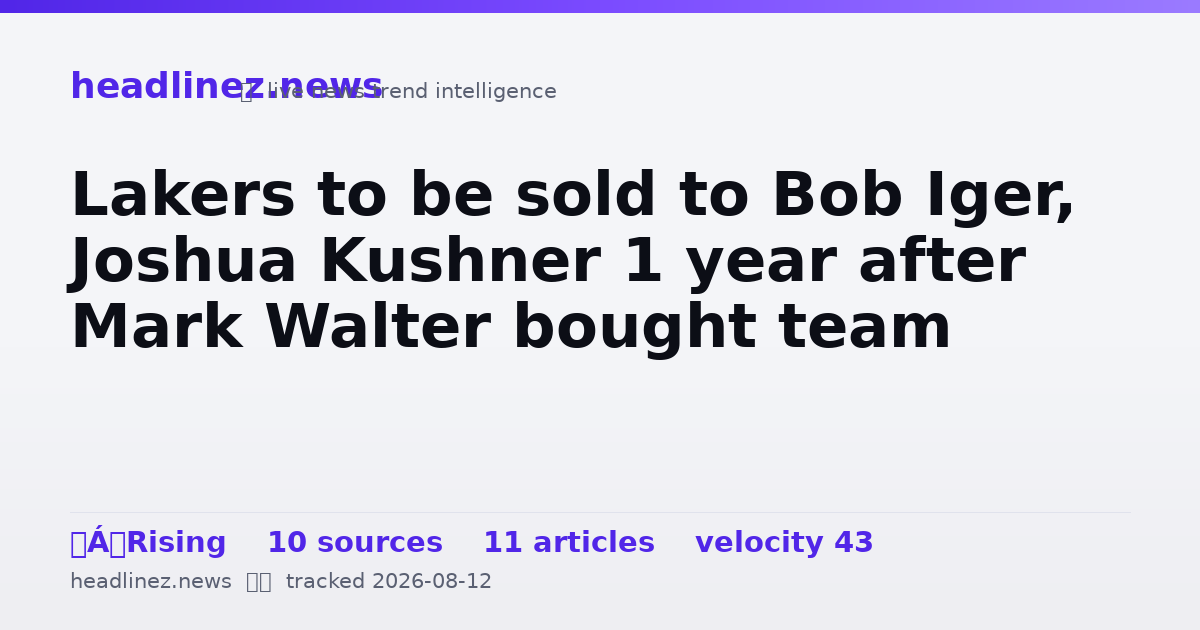 Visual summary for Lakers to be sold to Bob Iger, Joshua Kushner 1 year after Mark Walter bought team