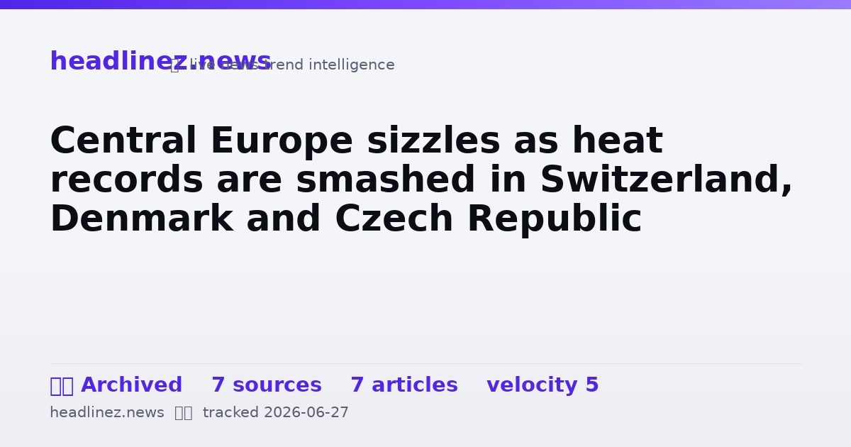 Visual summary for Central Europe sizzles as heat records are smashed in Switzerland, Denmark and Czech Republic