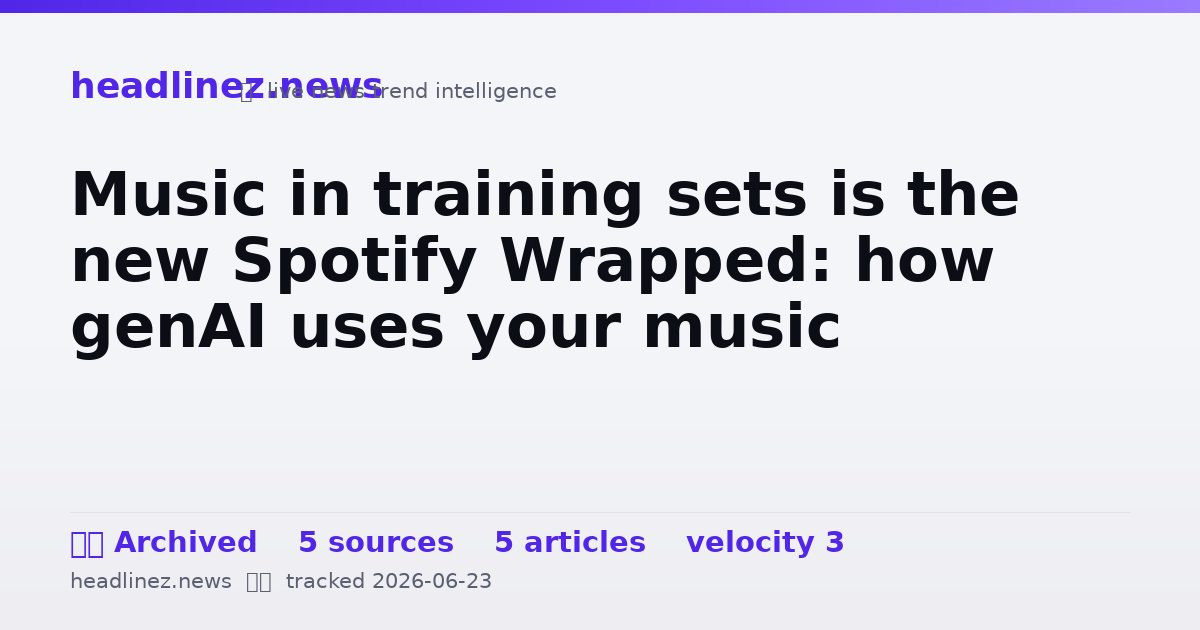 Visual summary for Music in training sets is the new Spotify Wrapped: how genAI uses your music