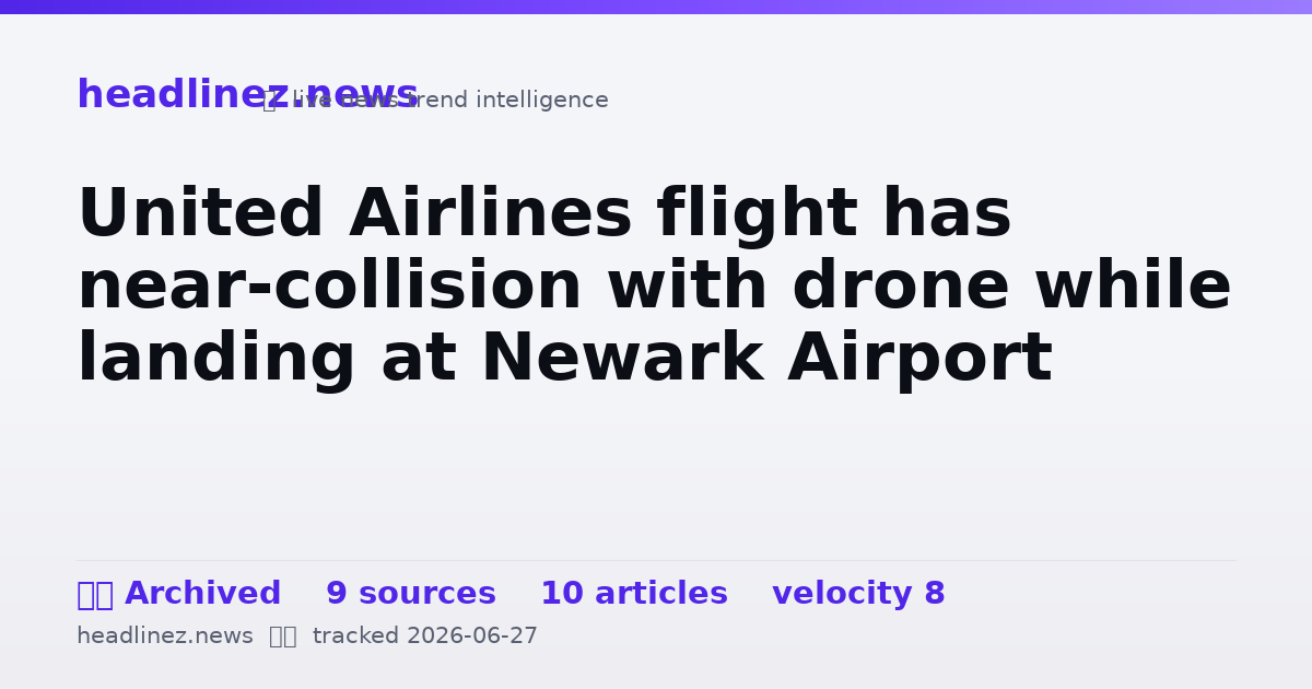 Visual summary for United Airlines flight has near-collision with drone while landing at Newark Airport