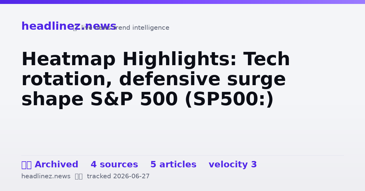 Visual summary for Heatmap Highlights: Tech rotation, defensive surge shape S&P 500 (SP500:)