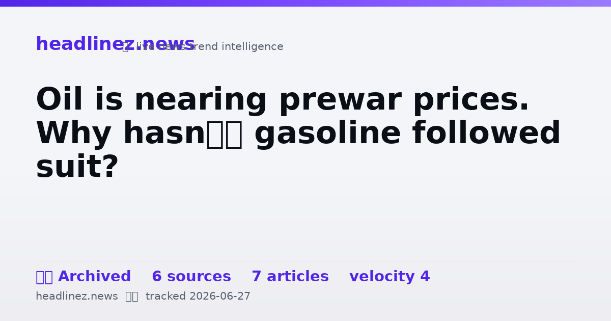 Visual summary for Oil is nearing prewar prices. Why hasn’t gasoline followed suit?