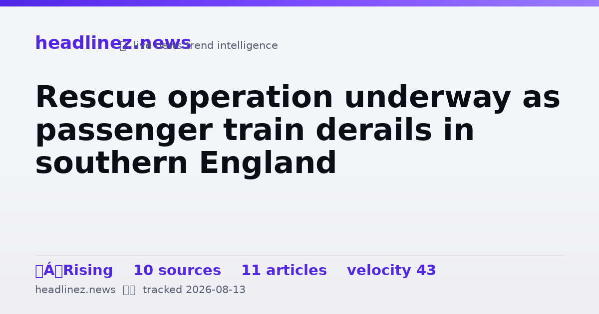 Visual summary for Rescue operation underway as passenger train derails in southern England