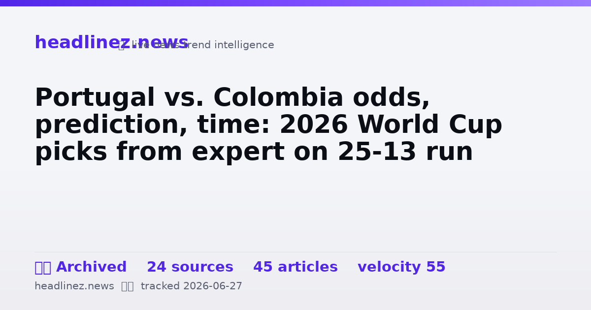Visual summary for Portugal vs. Colombia odds, prediction, time: 2026 World Cup picks from expert on 25-13 run
