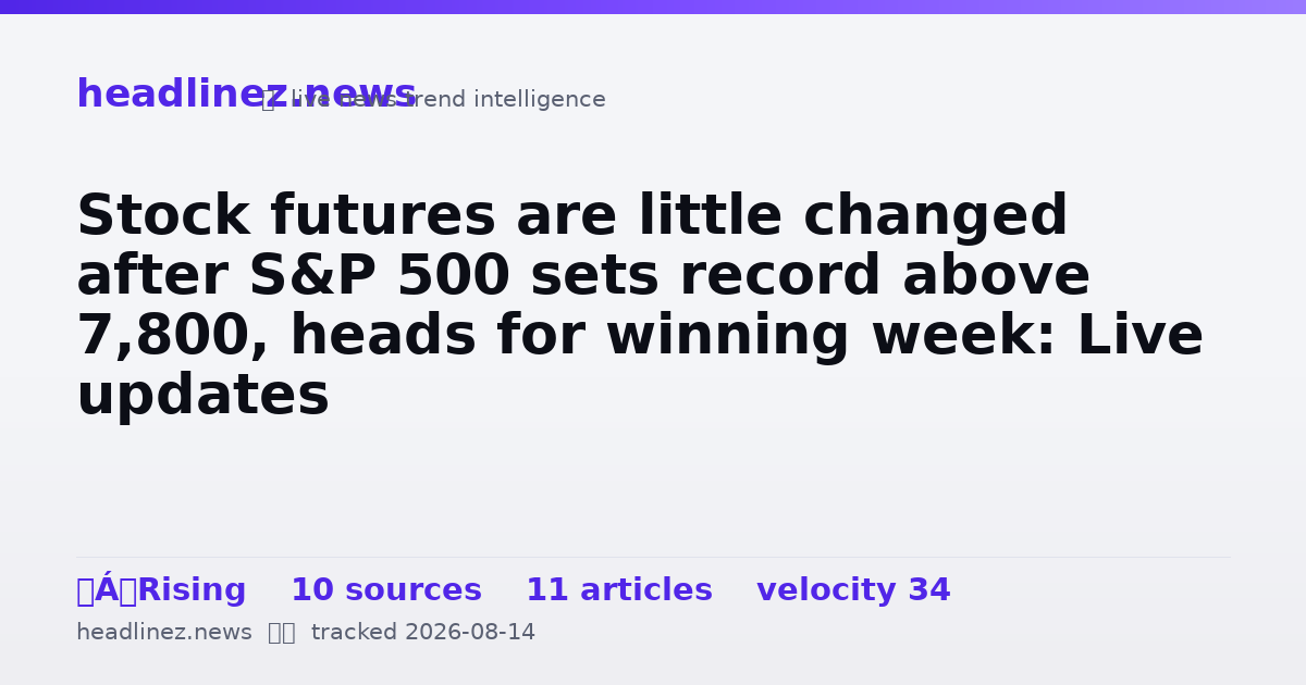 Visual summary for Stock futures are little changed after S&P 500 sets record above 7,800, heads for winning week: Live updates