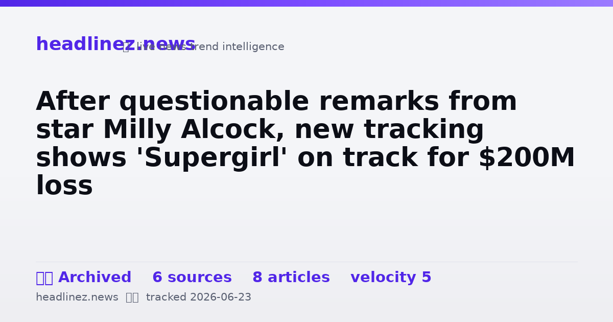 Visual summary for After questionable remarks from star Milly Alcock, new tracking shows 'Supergirl' on track for $200M loss