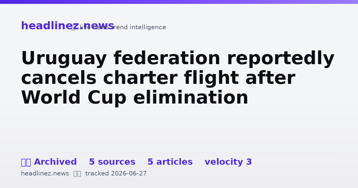 Visual summary for Uruguay federation reportedly cancels charter flight after World Cup elimination