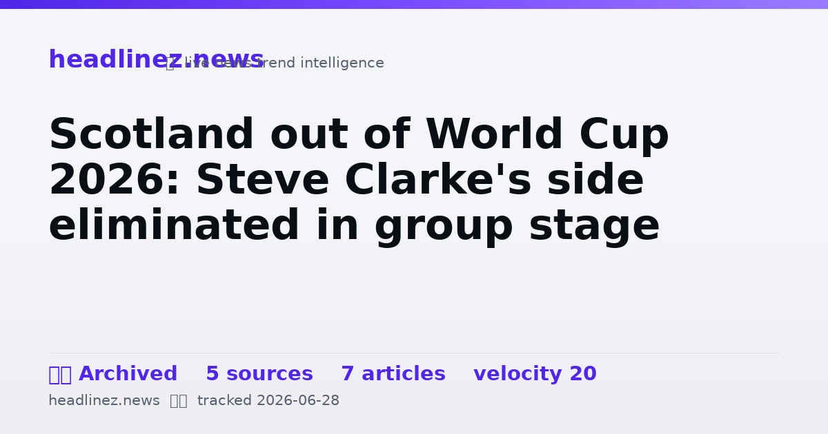 Visual summary for Scotland out of World Cup 2026: Steve Clarke's side eliminated in group stage
