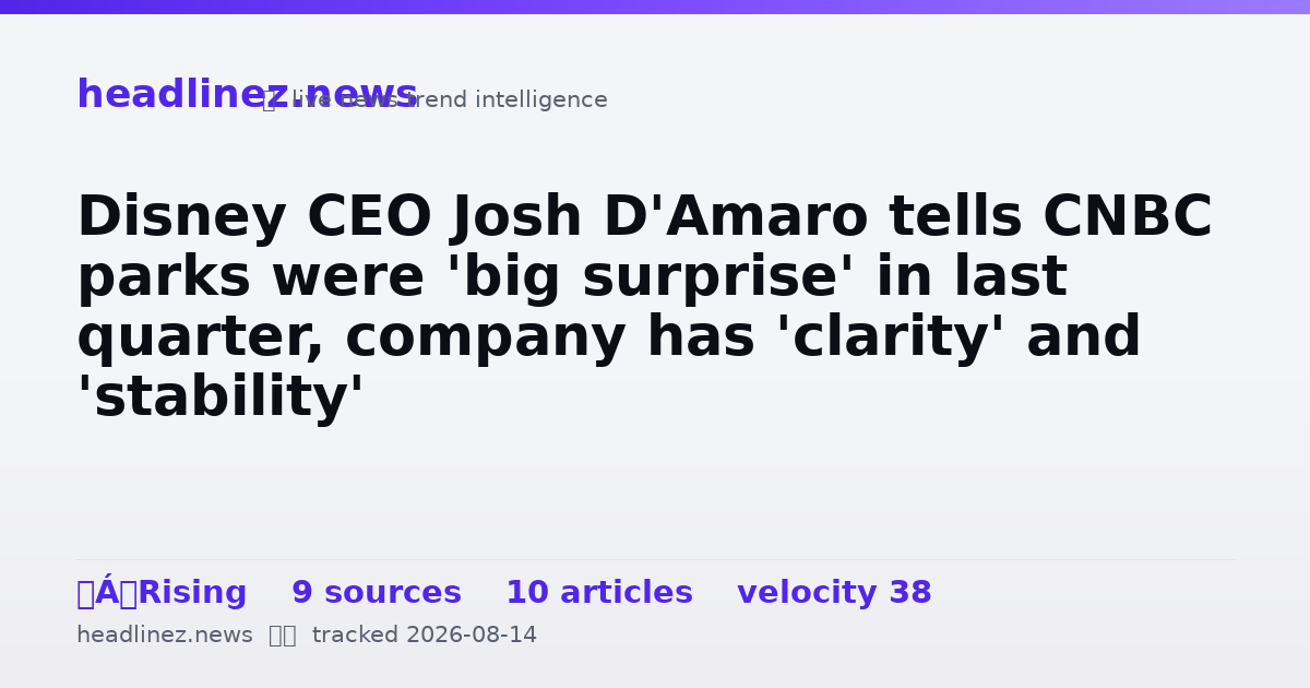 Visual summary for Disney CEO Josh D'Amaro tells CNBC parks were 'big surprise' in last quarter, company has 'clarity' and 'stability'