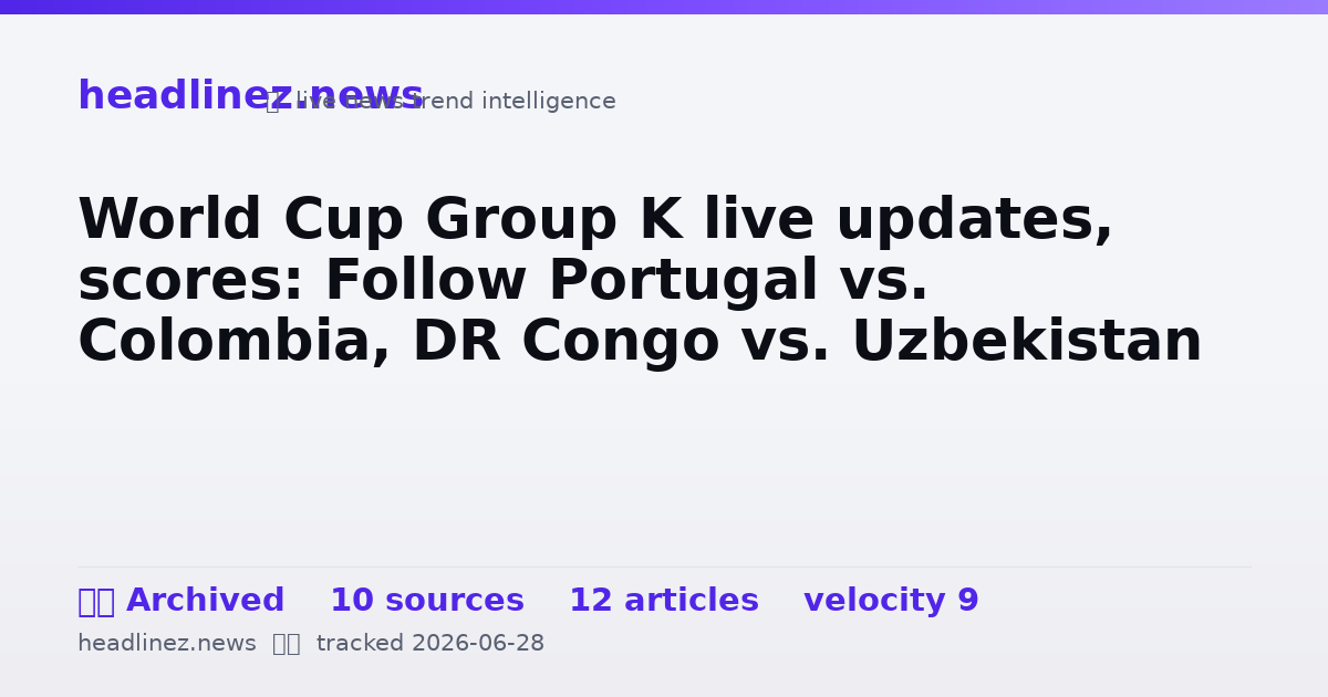 Visual summary for World Cup Group K live updates, scores: Follow Portugal vs. Colombia, DR Congo vs. Uzbekistan
