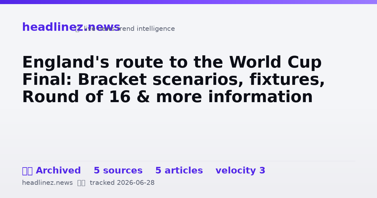 Visual summary for England's route to the World Cup Final: Bracket scenarios, fixtures, Round of 16 & more information