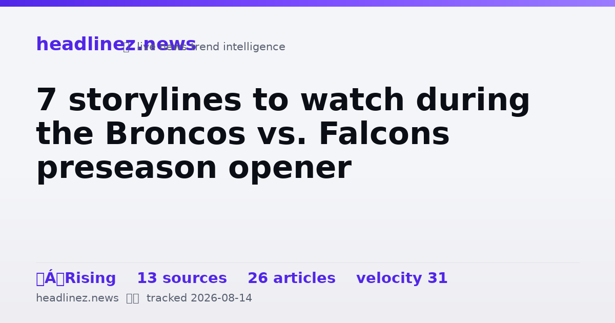 Visual summary for 7 storylines to watch during the Broncos vs. Falcons preseason opener