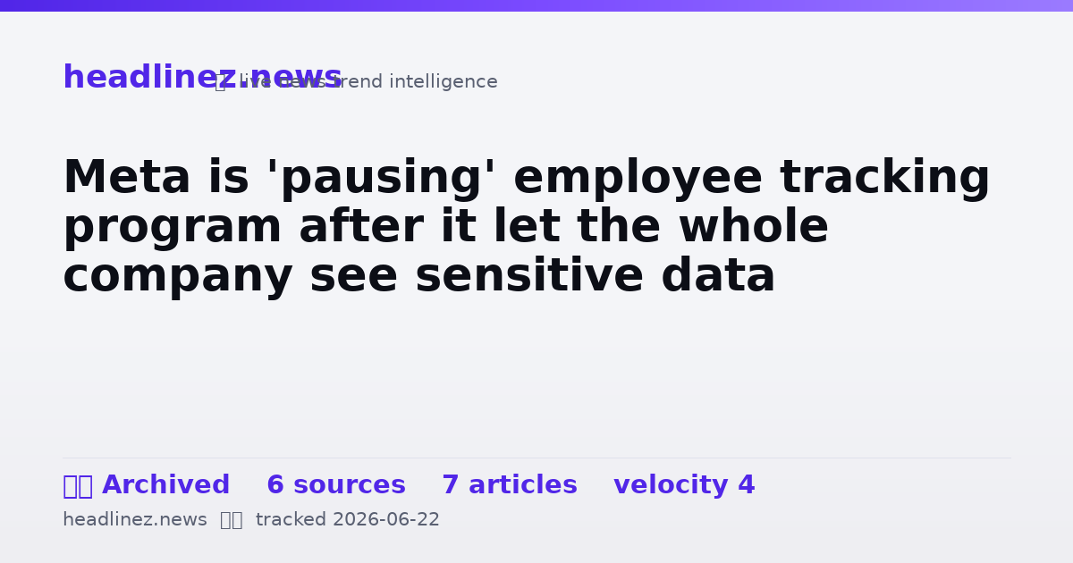 Visual summary for Meta is 'pausing' employee tracking program after it let the whole company see sensitive data