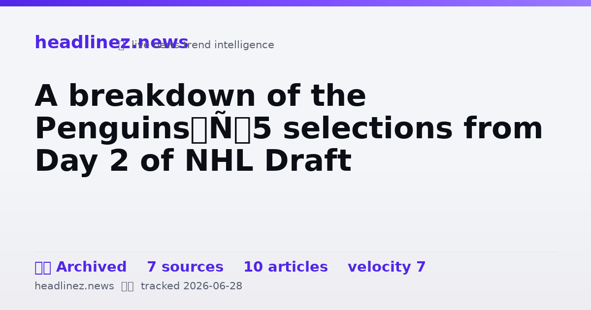 Visual summary for A breakdown of the Penguins’ 5 selections from Day 2 of NHL Draft