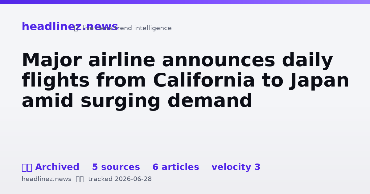 Visual summary for Major airline announces daily flights from California to Japan amid surging demand