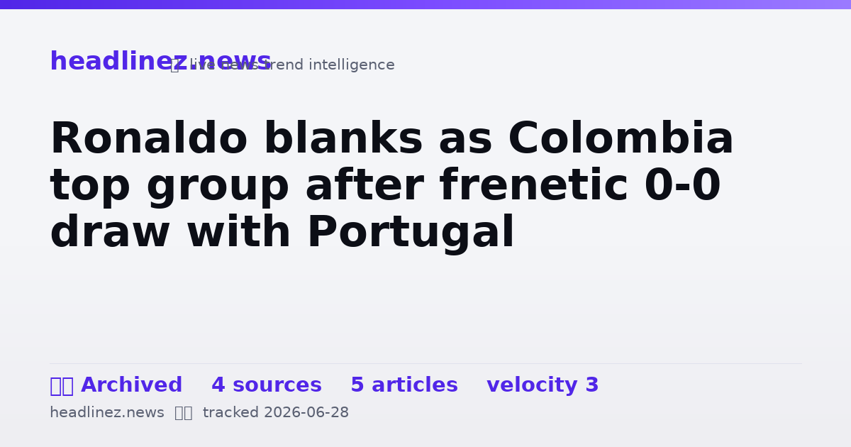 Visual summary for Ronaldo blanks as Colombia top group after frenetic 0-0 draw with Portugal