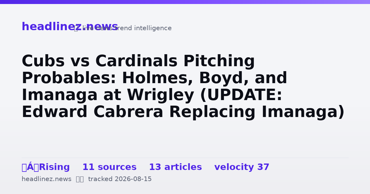 Visual summary for Cubs vs Cardinals Pitching Probables: Holmes, Boyd, and Imanaga at Wrigley (UPDATE: Edward Cabrera Replacing Imanaga)