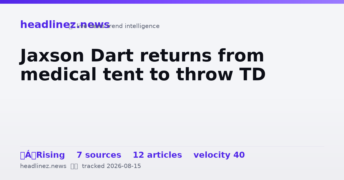 Visual summary for Jaxson Dart returns from medical tent to throw TD