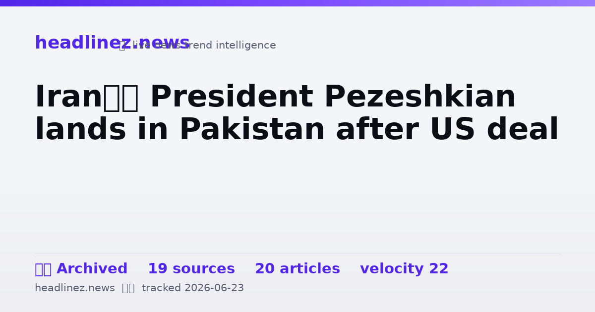 Visual summary for Iran’s President Pezeshkian lands in Pakistan after US deal