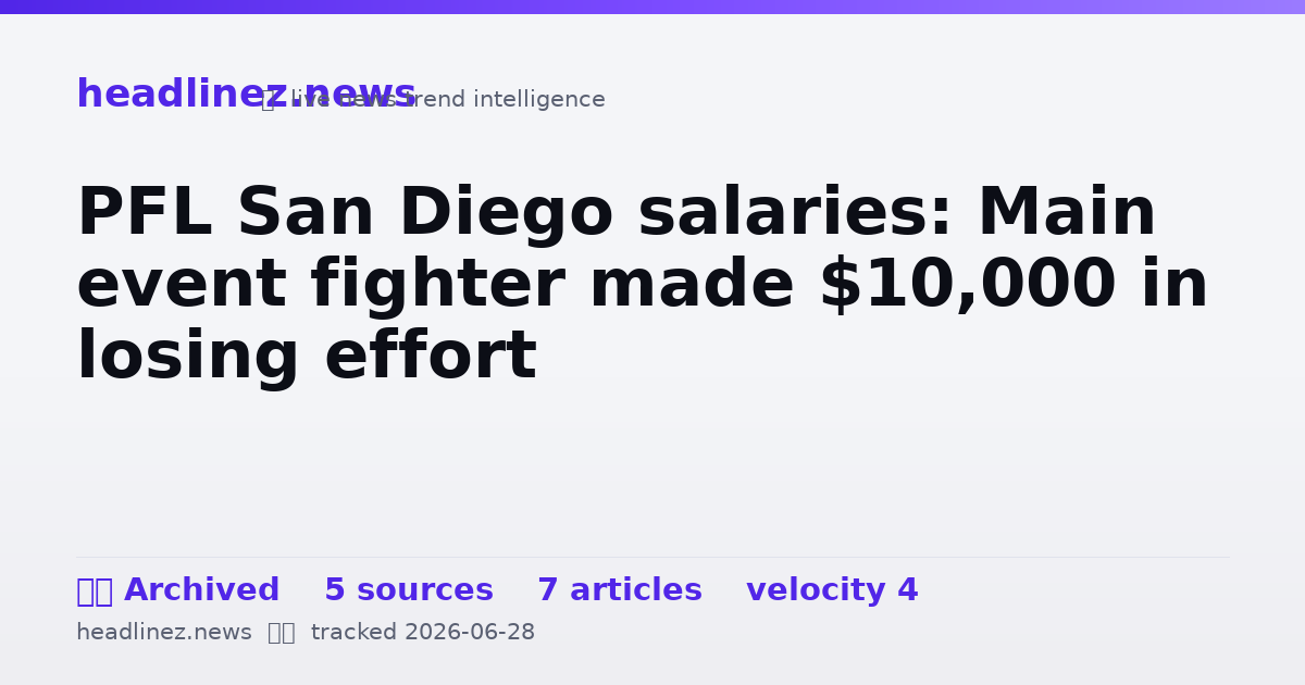 Visual summary for PFL San Diego salaries: Main event fighter made $10,000 in losing effort