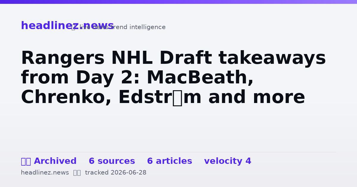 Visual summary for Rangers NHL Draft takeaways from Day 2: MacBeath, Chrenko, Edström and more