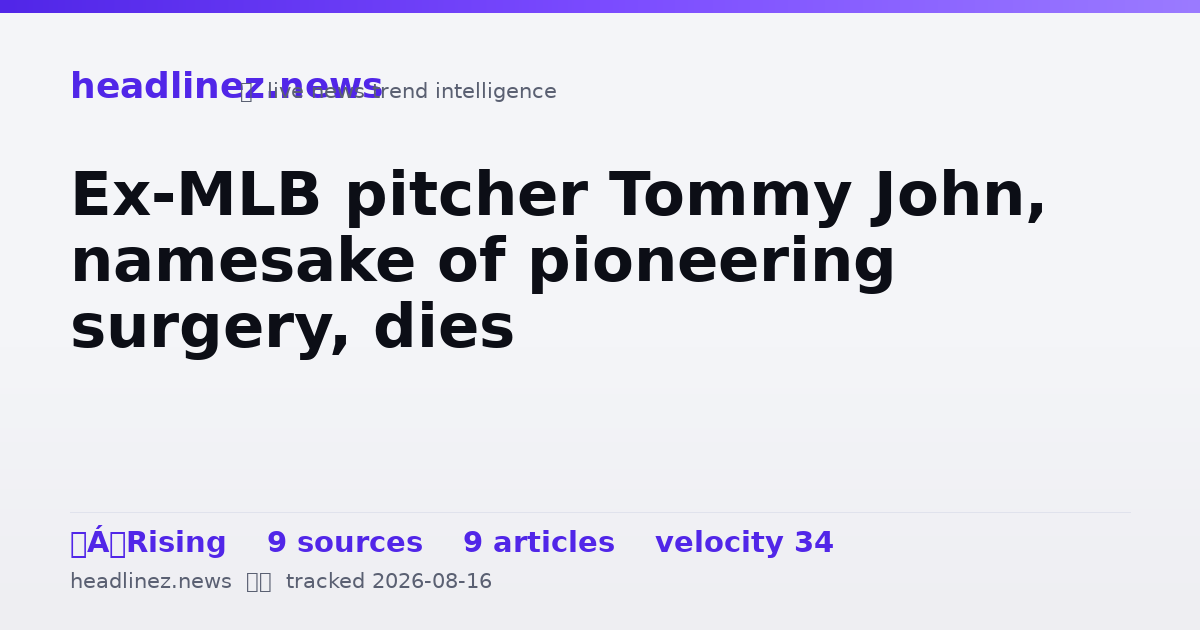 Visual summary for Ex-MLB pitcher Tommy John, namesake of pioneering surgery, dies