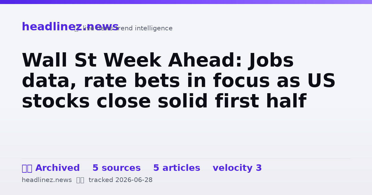 Visual summary for Wall St Week Ahead: Jobs data, rate bets in focus as US stocks close solid first half