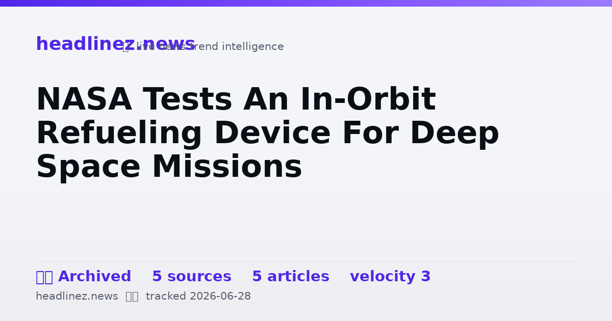Visual summary for NASA Tests An In-Orbit Refueling Device For Deep Space Missions