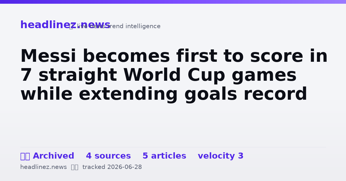 Visual summary for Messi becomes first to score in 7 straight World Cup games while extending goals record