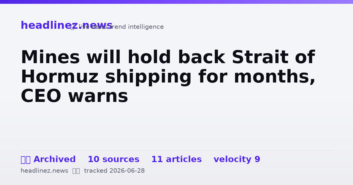 Visual summary for Mines will hold back Strait of Hormuz shipping for months, CEO warns
