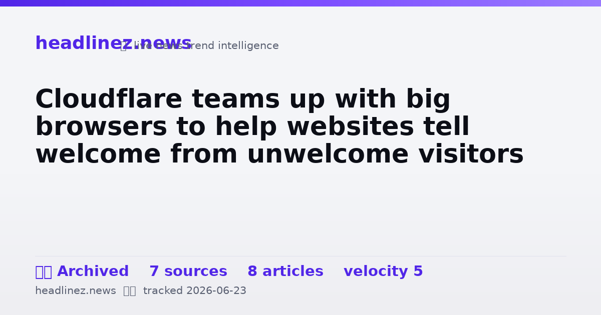 Visual summary for Cloudflare teams up with big browsers to help websites tell welcome from unwelcome visitors