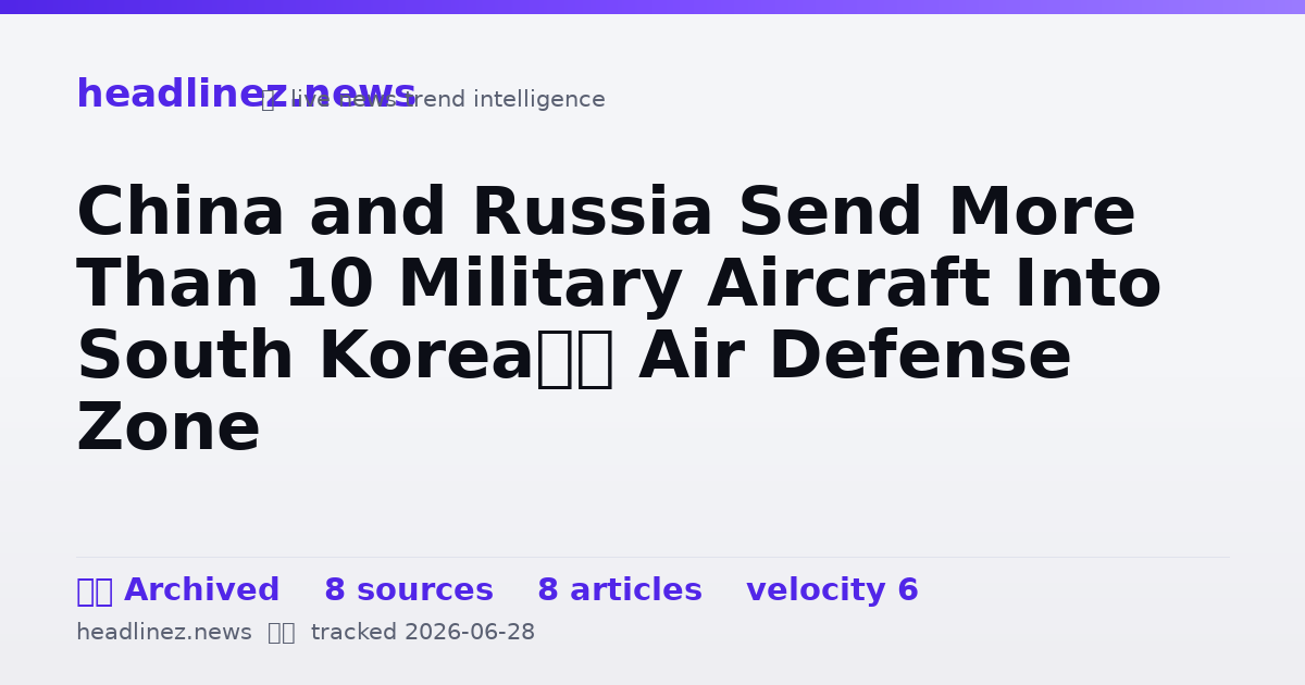 Visual summary for China and Russia Send More Than 10 Military Aircraft Into South Korea’s Air Defense Zone