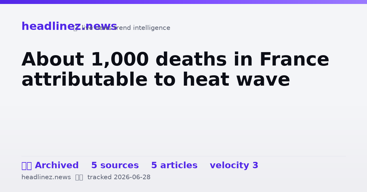 Visual summary for About 1,000 deaths in France attributable to heat wave