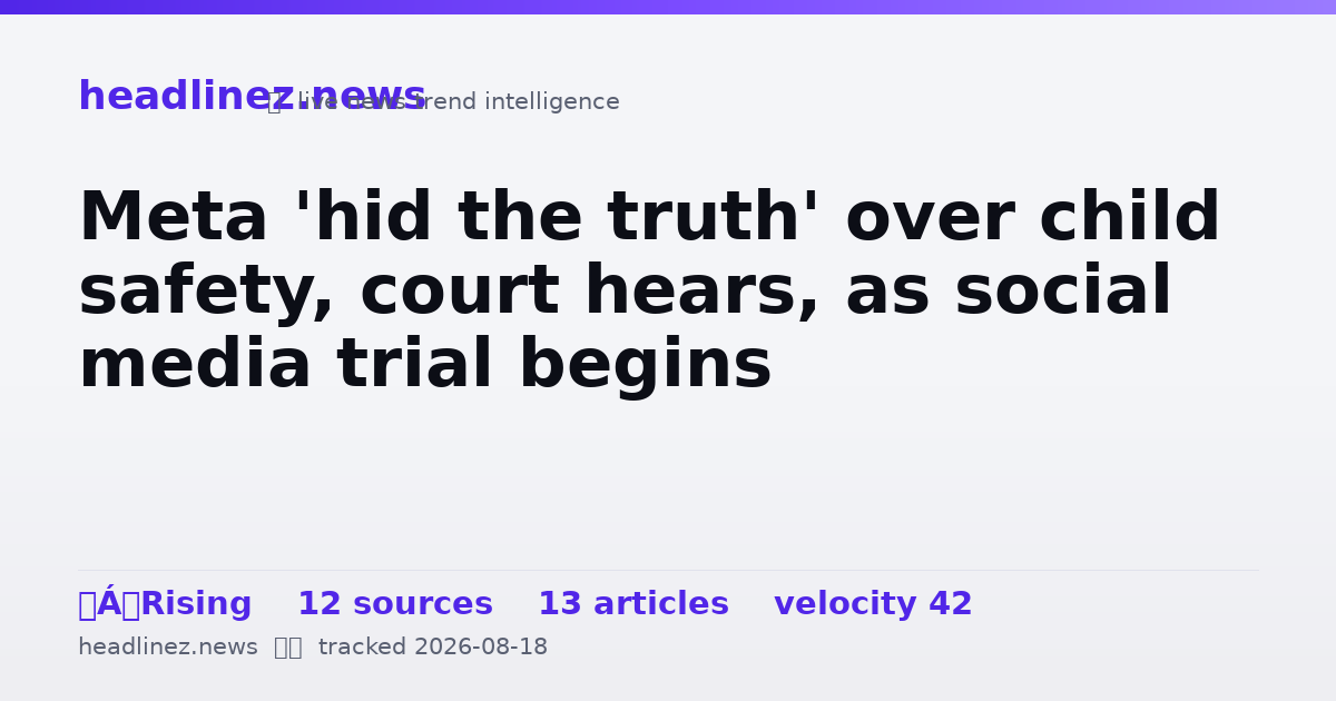 Visual summary for Meta 'hid the truth' over child safety, court hears, as social media trial begins