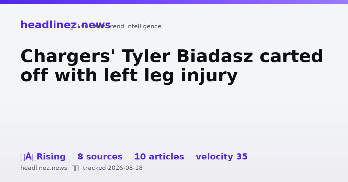 Visual summary for Chargers' Tyler Biadasz carted off with left leg injury
