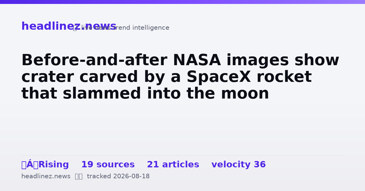 Visual summary for Before-and-after NASA images show crater carved by a SpaceX rocket that slammed into the moon