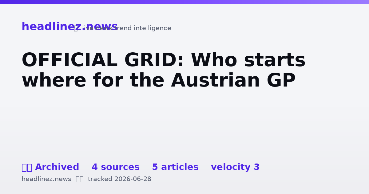 Visual summary for OFFICIAL GRID: Who starts where for the Austrian GP