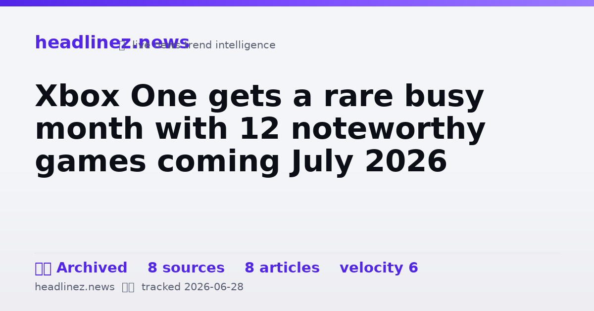 Visual summary for Xbox One gets a rare busy month with 12 noteworthy games coming July 2026